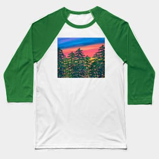 Evergreens At Sunset Baseball T-Shirt